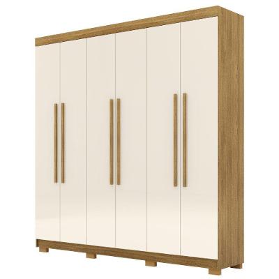 Guarda Roupa Casal Elegance 6 Portas Nature Champanhe Vila Rica