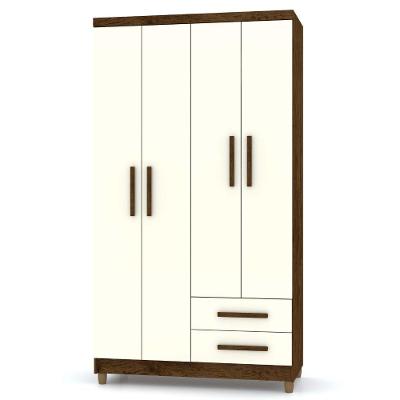 Guarda Roupa Solteiro Line 4 Portas Imbuia Champanhe Vila Rica