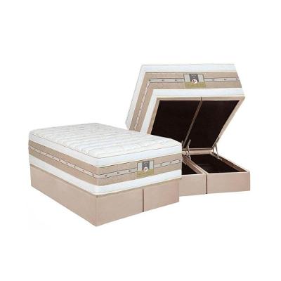 Conjunto Box Baú King: Colchão Molas Castor Pocket Silver Star Air Double + Base Crc Suede Clean(193x203)