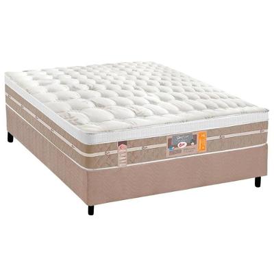Conjunto Box Casal: Colchão Molas Castor Pocket Silver Star Air + Base Crc Suede Clean(138x188)