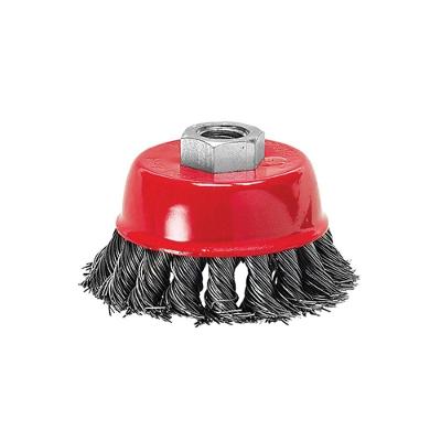 Escova Aço Carbono Tipo Copo Torcida 4" 100mm Rosca M14 - Mtx