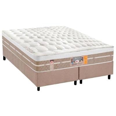 Cama Box King: Colchão Molas Ensacadas Castor Pocket Silver Star Air + Base Crc Suede Clean(193x203)
