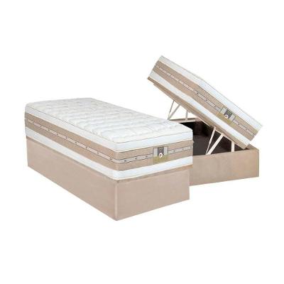 Conjunto Box Baú Solteiro Colchão Molas Castor Pocket Silver Star Air Double + Base Crc Suede Clean(88x188)