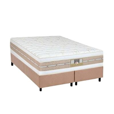 Cama Box King: Colchão Molas Ensacadas Castor Pocket Silver Star Air Double + Base Crc Suede Clean(193x203)