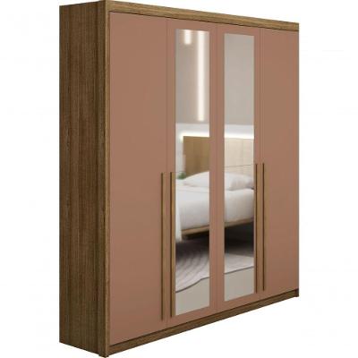 Guarda Roupa Casal 1,83m Com Espelho Dubai 4 Portas Nature camarim - Vila Rica