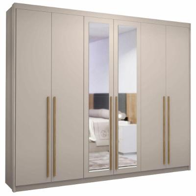 Guarda Roupa Casal Com Espelho 2,75m Dubai Majestic 6 Portas Fendi Vila Rica