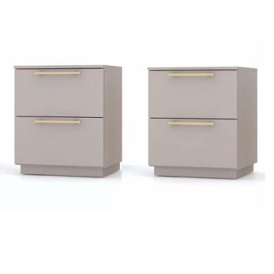 Kit 2 Mesa De Cabeceira 2 Gavetas Dubai Cor Fendi - Vila Rica