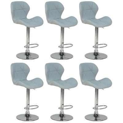Kit 06 Banquetas Slim Estofada Giratória Com Regulagem De Altura - Cinza