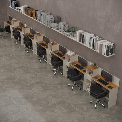 Conjunto De Escritório Smart 6 Livreiro E 7 Mesas 90cm - Off White E Cedro Off White E Cedro