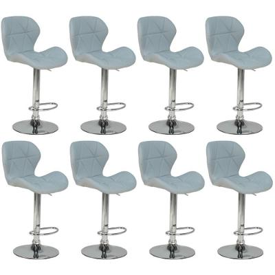 Kit 08 Banquetas Slim Estofada Giratória Com Regulagem De Altura - Cinza