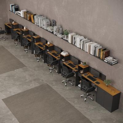 Conjunto De Escritório Smart 6 Livreiro 1 Buffet E 7 Mesas 90cm - Preto E Cedro Preto E Cedro