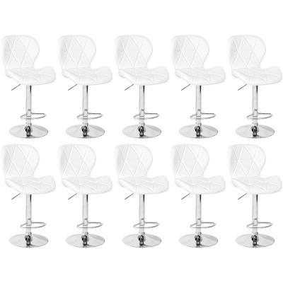 Kit 10 Banquetas Slim Estofada Giratória Com Regulagem De Altura - Branco