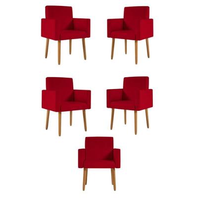 Kit 05 Poltronas Nina Decorativa Para Recepção Balaqui Decor Vermelho