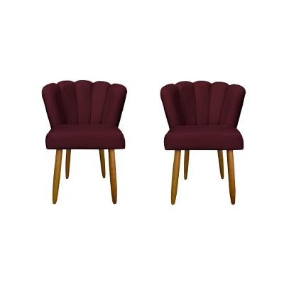 Kit 02 Cadeiras Para Mesa De Jantar Flor Pés Palito Balaqui Decor Bordo
