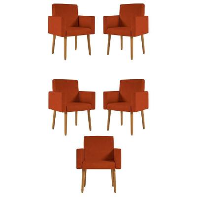 Kit 05 Poltronas Nina Decorativa Para Recepção Balaqui Decor Terracota