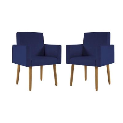 Kit 02 Poltronas Cadeira Escritório Recepção Azul Marinho Balaqui Decor Azul Marinho