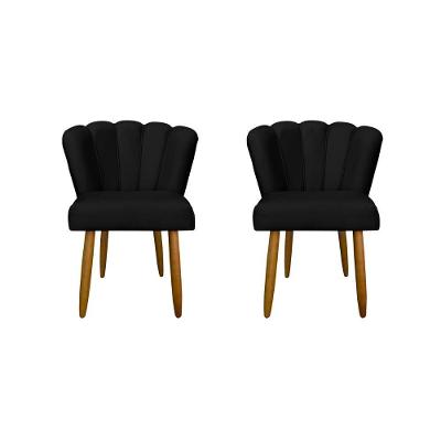 Kit 02 Cadeiras Para Mesa De Jantar Flor Pés Palito Balaqui Decor Preto