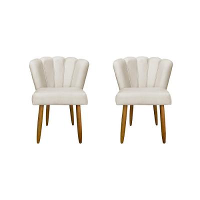 Kit 2 Cadeiras Flor Luxo Mesa De Jantar Moderna Balaqui Decor Bege