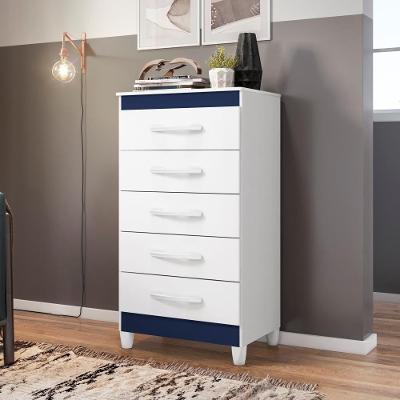 Gaveteiro Fenix Branco Flex Azul Titanium Rosa 5 Gavetas