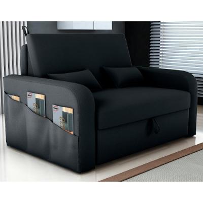 Sofá Cama 2 Lugares Com Baú Bannow Veludo Inca Preto