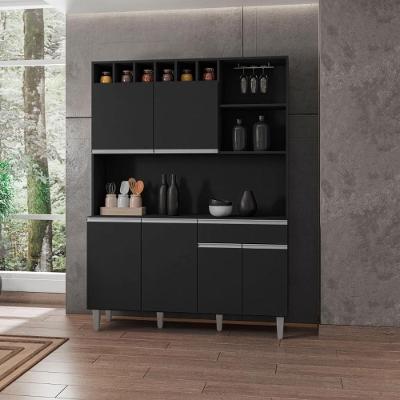 Kit Armário de Cozinha Completa 6 Portas Madri Preto