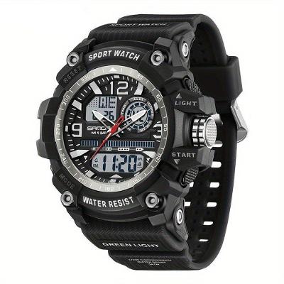 Relógio Esportivo Digital Multifuncional Resistente À Água 50m Alarme Preto Branco