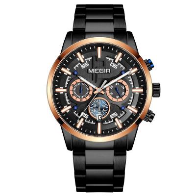 Relógio De Pulso Masculino Com Pulseira De Aço Inoxidáve Com Data Automática Impermeavel 3atm Preto