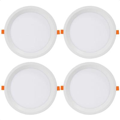 Kit 4 Painel De Led Redondo Embutir Recuado 24w Bivolt Taschibra 6500k Frio