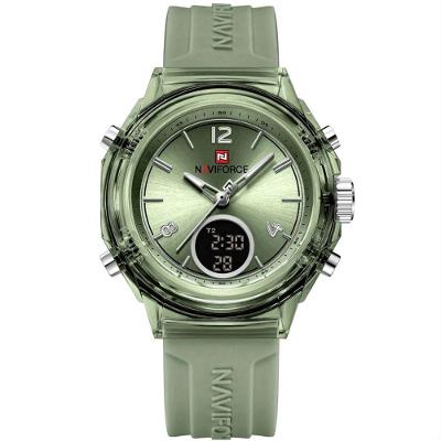 Relógio Feminino Display Duplo Design Fashion Retro De Quartzo Mostrador Redondo Luminoso Verde
