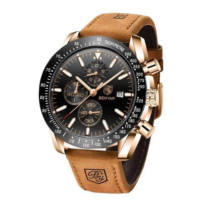 Relógio Analógico De Quartzo Cronógrafo Luminoso Designer De Pulso Preto