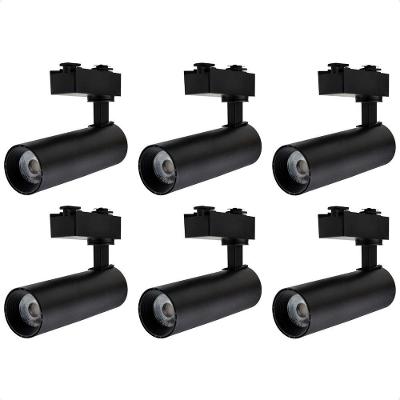 Kit 6 Spot Longo Led Mr16 Para Trilho Eletrificado Preto 3000k Quente