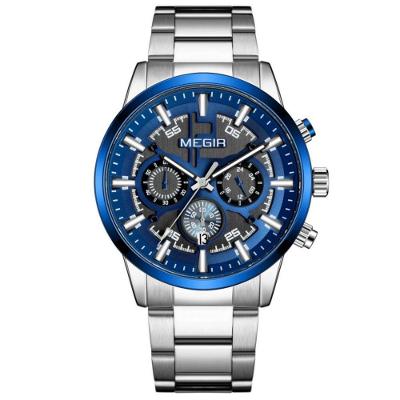 Relógio De Pulso Masculino Com Pulseira De Aço Inoxidáve Com Data Automática Impermeavel 3atm Azul