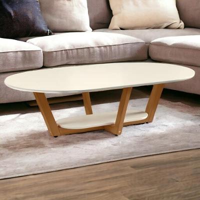 Mesa de Centro Elegance Off White e Nature Tebarrot