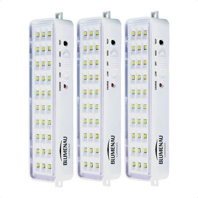 Kit 3 Luminárias De Emergência Blumenau 30 Leds Recarregável Bivolt