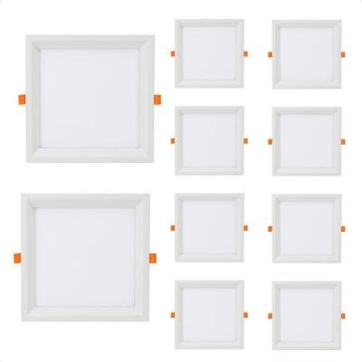 Kit 10 Painel De Led Quadrado Embutir Recuado 6w Bivolt Taschibra 3000k Quente