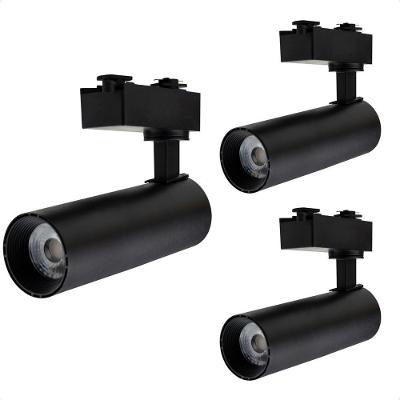 Kit 3 Spot Longo Led Mr16 Para Trilho Eletrificado Preto 3000k Quente