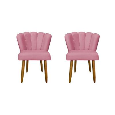 Kit 2 Cadeiras De Jantar Flor Em Veludo Reforçada - Balaqui Decor Cor:rosa Rosa