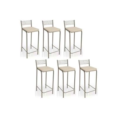 Banqueta De Cozinha Gênova B705 Kit 6 Un Niquel Nude 16