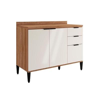 Balcão De Cozinha Modulado Alpha 2506 3 Portas E 2 Gavetas Com Tampo 120cm Freijó