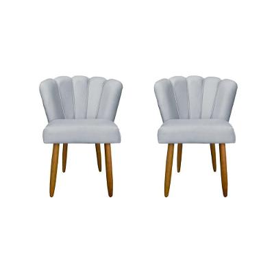 Kit 2 Cadeiras De Jantar Flor Em Veludo Reforçada - Balaqui Decor Cor:cinza Cinza