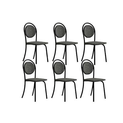 Cadeira De Cozinha 1738 Kit 6 Uni Preto Grafite Preto