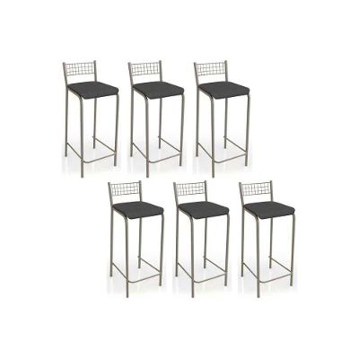 Banqueta De Cozinha Gênova B705 Kit 6 Un Niquel Preto 110