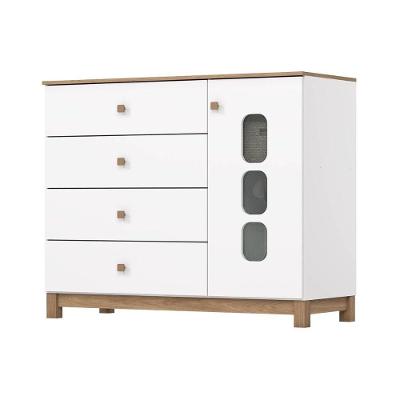 Cômoda Bebê Aconchego C- 1 Porta E 4 Gavetas Branco-jequitiba - Henn