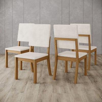 Kit Com 4 Cadeiras De Jantar Milla - Nature - Linho