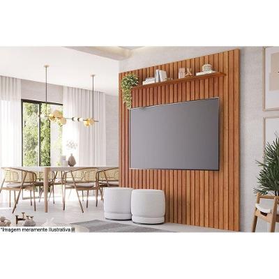 Painel Quarto P- Tv Até 65 Pol Maragogi C- Prateleira Ripado 185x220cm Cinamomo - Permóbili