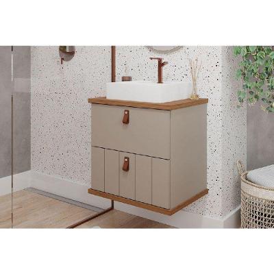 Balcão P- Banheiro Milano 1 Porta E 1 Gaveta C- Cuba 60cm Cappuccino-freijo - Mgm