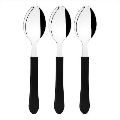 Kit 3 Colher De Mesa Tramontina Leme Inox Cabo Preto
