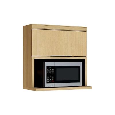 Armário Aéreo Cozinha Modulado Marquesa Com 1 Porta Basculante E Nicho Para Microondas 80cm Nature