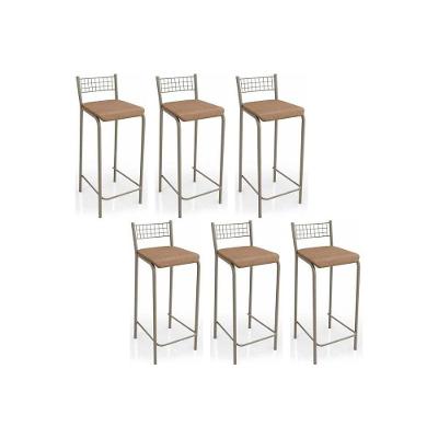 Banqueta De Cozinha Gênova B705 Kit 6 Un Niquel Capuccino