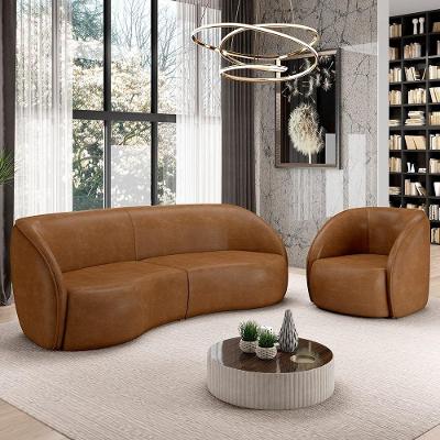 Sofá 4 Lugares Para Sala Living Orgânico 318cm Eron M03 Couríssimo Whisky - Lyam Decor